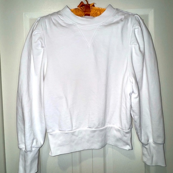 FRAME Pleated Panel Puff-Sleeve Sweatshirt. Eggshell white. Size small  VGUC - Picture 2 of 12